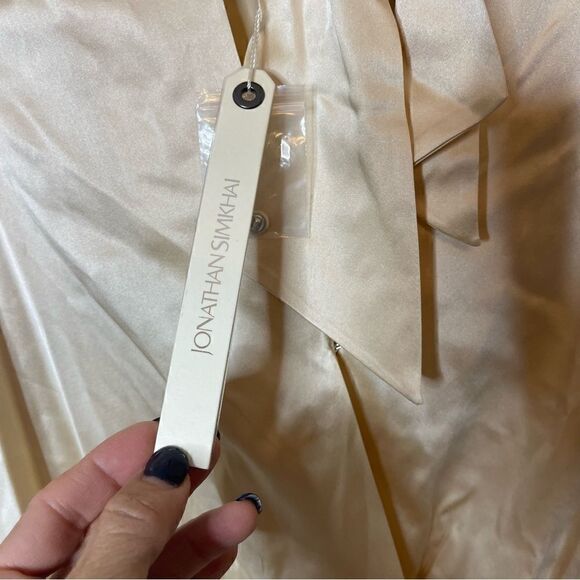 NEW JONATHAN SIMKHAI CHARMEUSE WRAP FRONT BODYSUIT SMALL - Picture 11 of 14